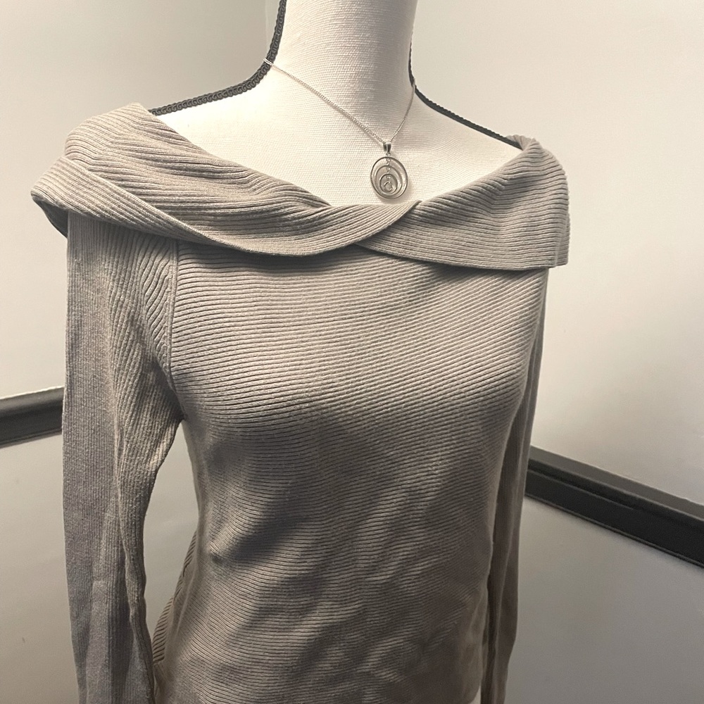 Over the Shoulder Grey Sweater